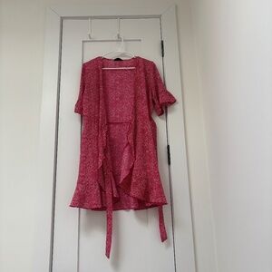 Red polka dot wrap dress
